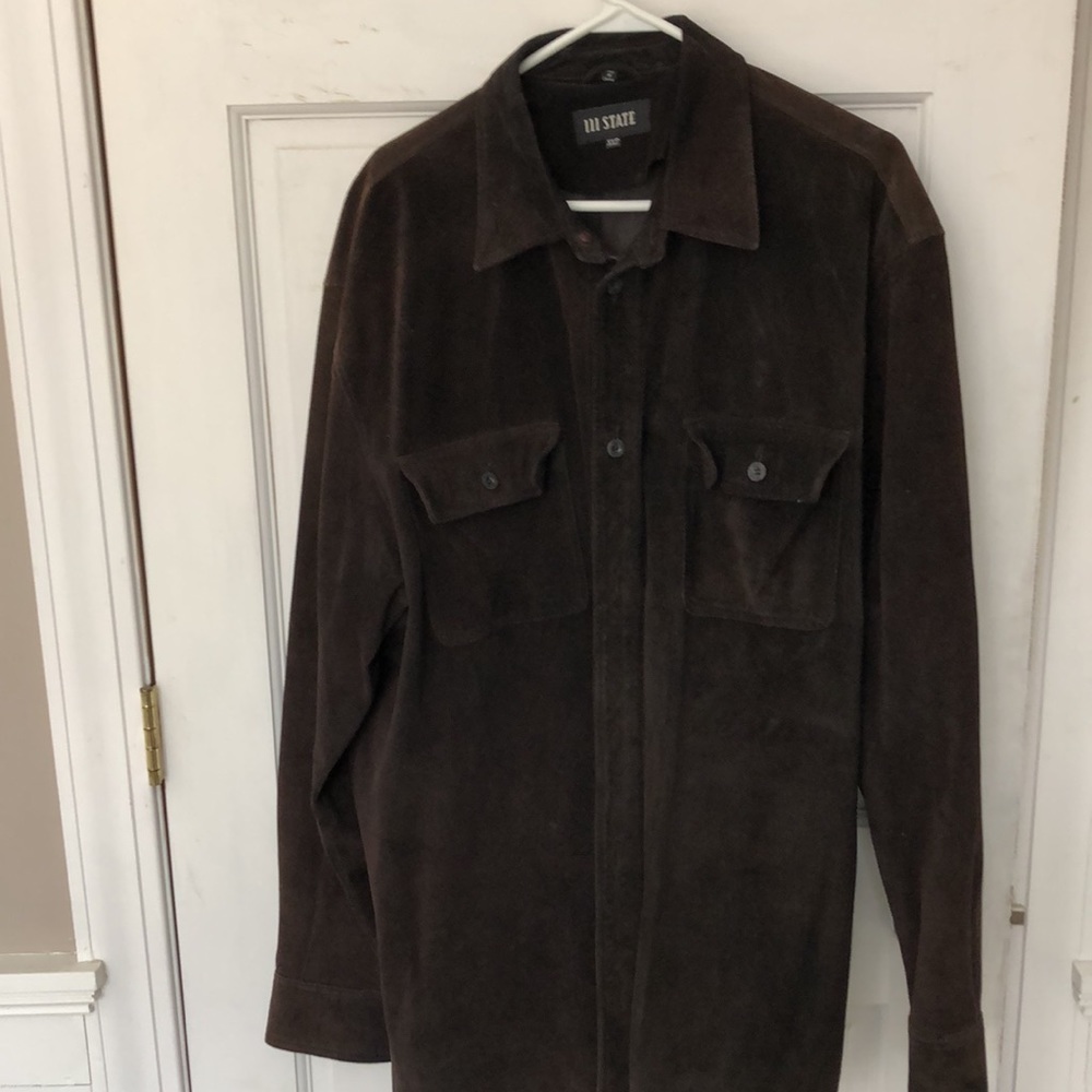 SALE❤️❤️❤️Wax Supply unisex Dark Chocolate Brown Suede Shirt Jacket